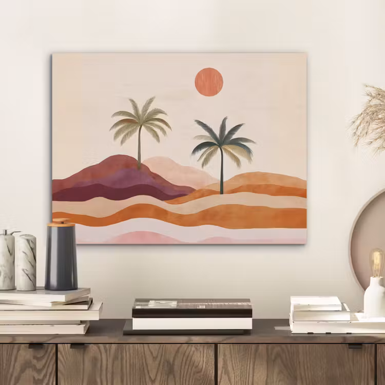 Palmbomen - Abstract - Zon - Heuvels PET vilt klein -sfeer1