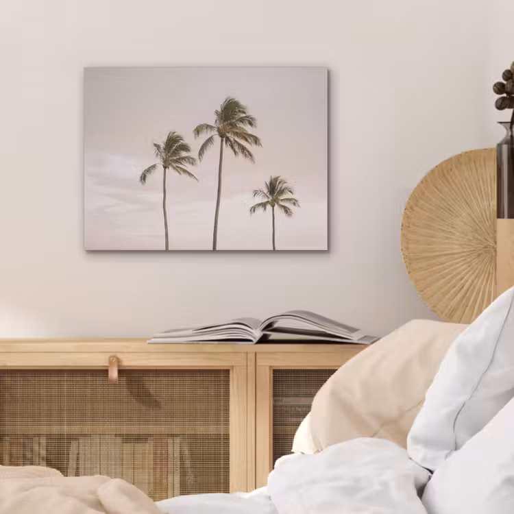 Palmbomen - Zonsondergang - Roze PET vilt klein -sfeer3