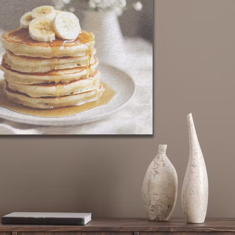 Pannenkoeken - Banaan - Siroop - Wit - Beige PET vilt klein -sfeer6_closeup