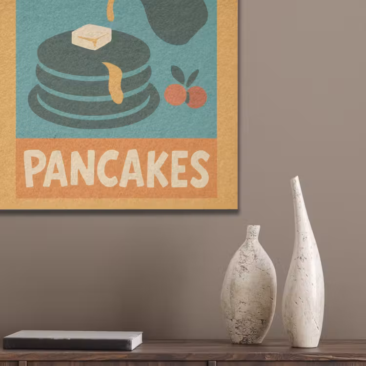 Pannenkoeken - Siroop - Illustratie - Oranje PET vilt klein -sfeer6_closeup