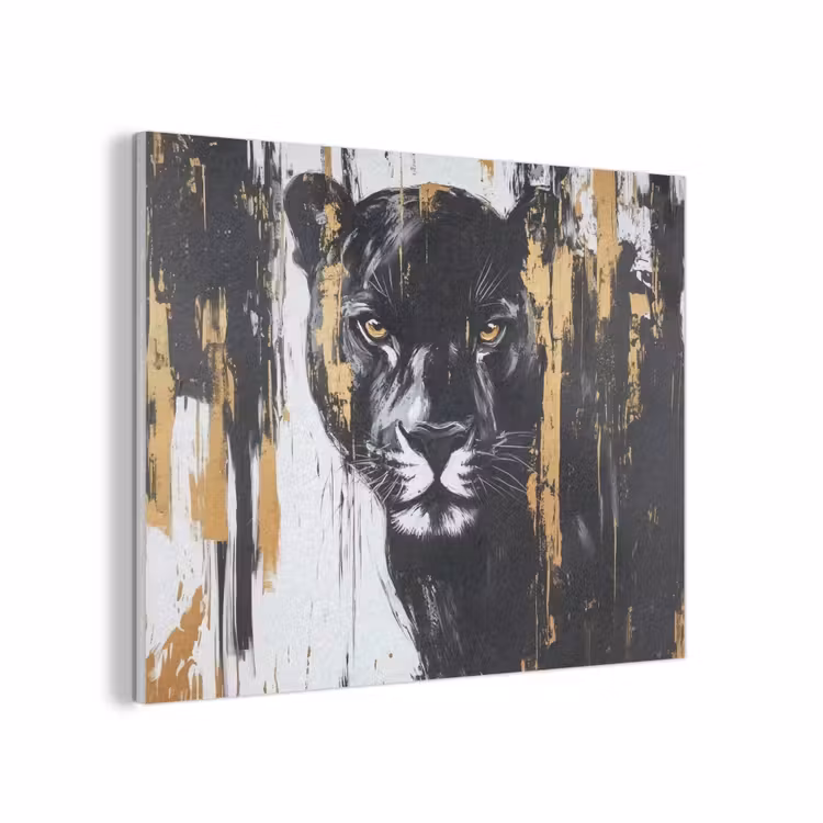 Panter - Zwart - Abstract - Verfstreken PET vilt klein -3d