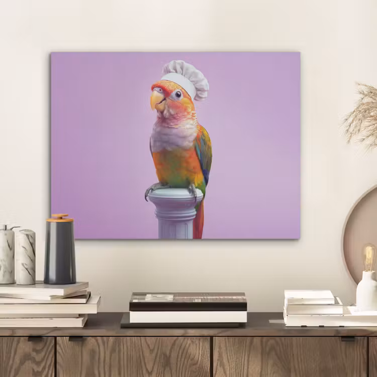 Papegaai - Koksmuts - Pilaar - Vogel PET vilt klein -sfeer1