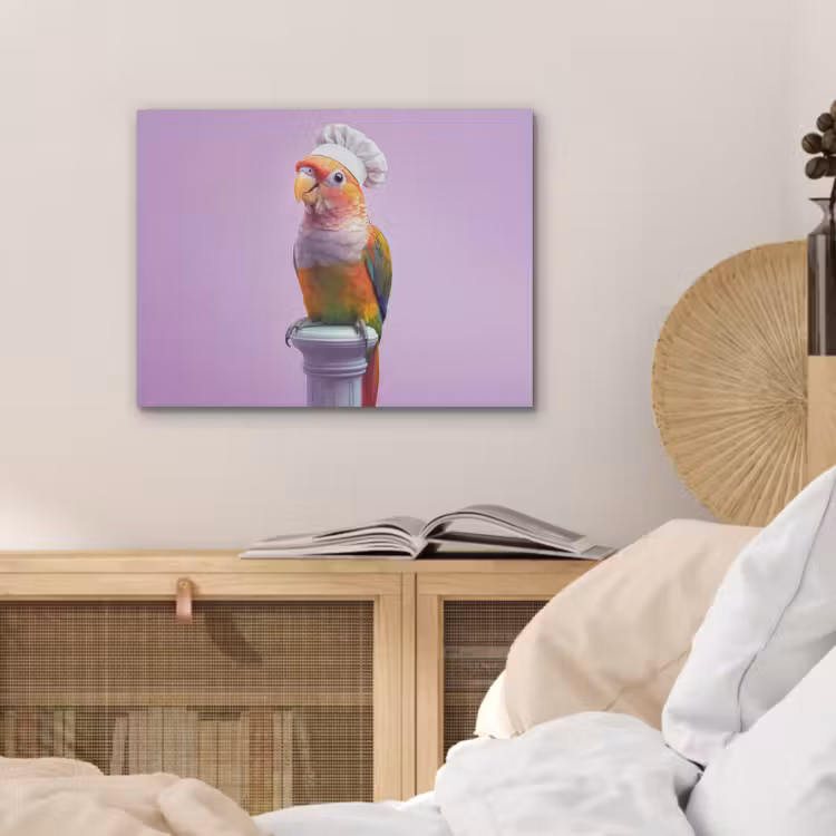 Papegaai - Koksmuts - Pilaar - Vogel PET vilt klein -sfeer3