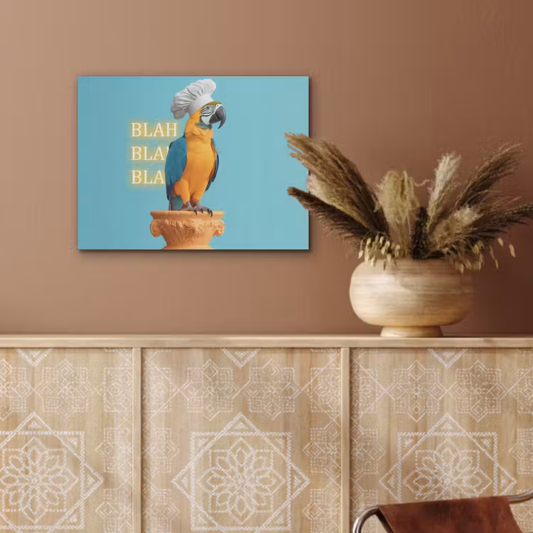 Papegaai - Koksmuts - Quote - Neon PET vilt klein -sfeer4
