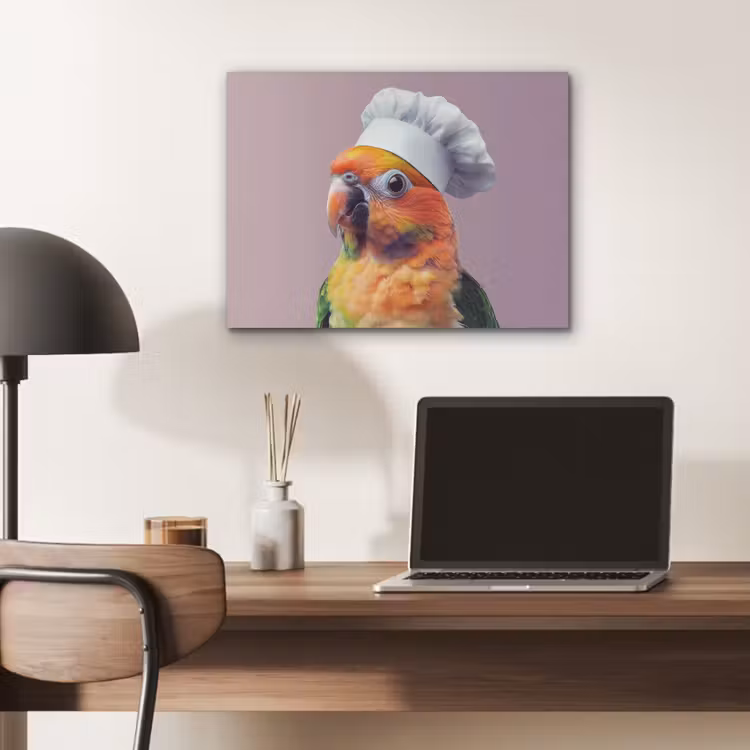 Papegaai - Koksmuts - Nieuwsgierig - Vogel PET vilt klein -sfeer5