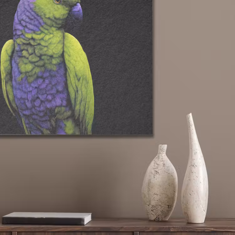 Papegaai - Veren - Opvallend - Groen PET vilt klein -sfeer6_closeup