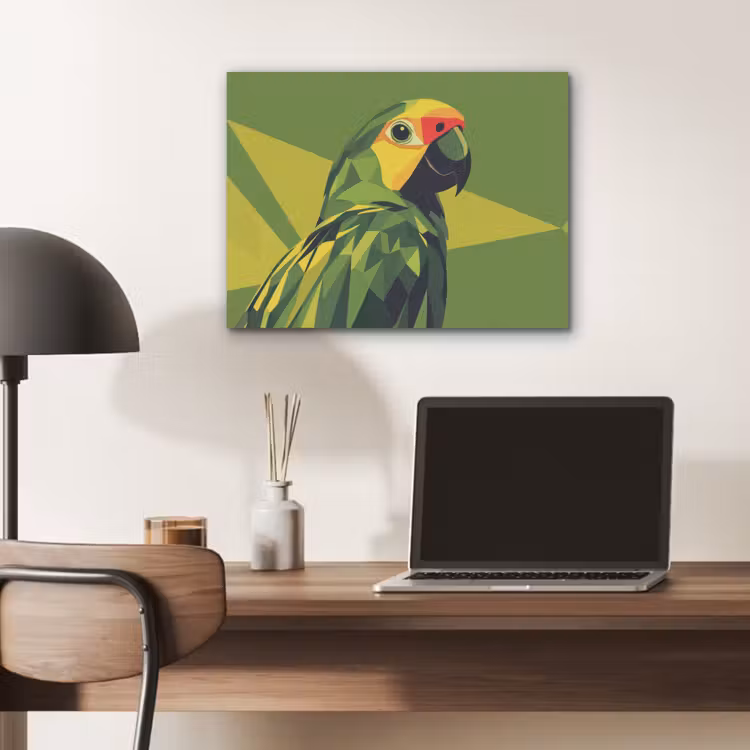 Papegaai - Groen - Snavel - Abstract PET vilt klein -sfeer5