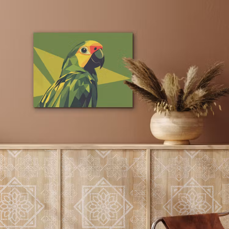 Papegaai - Groen - Snavel - Abstract PET vilt klein -sfeer4
