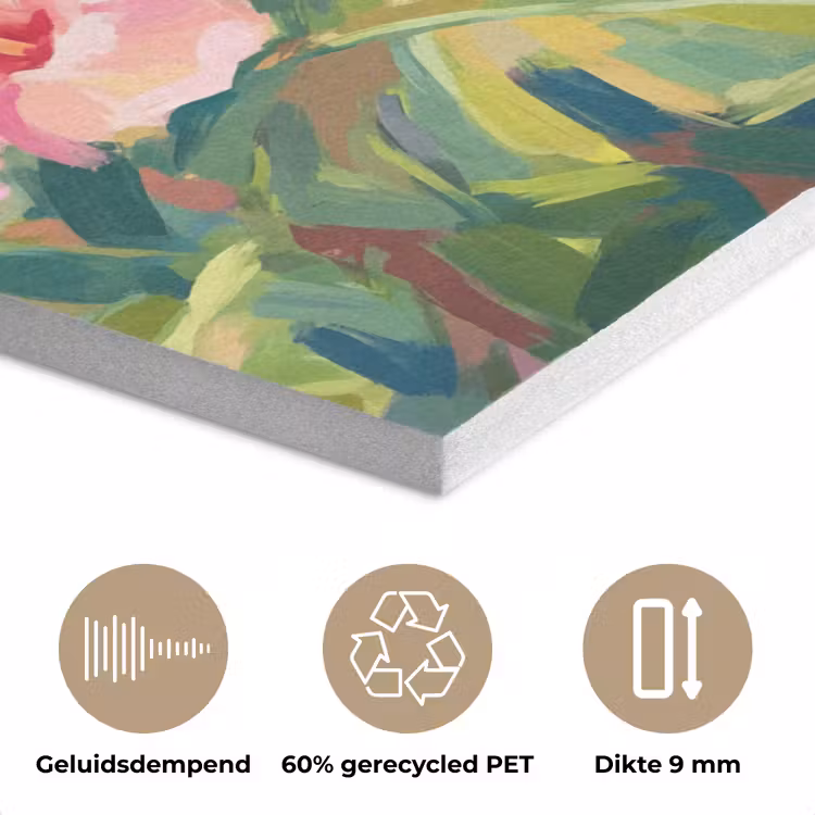 Papagaai - Hibiscusbloemen - Kleurrijk PET vilt klein -closeup_NL
