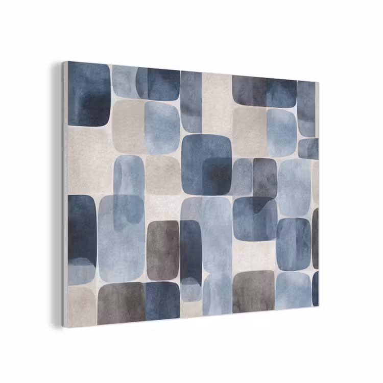 Patroon - Blauw - Vierkanten PET vilt klein -3d