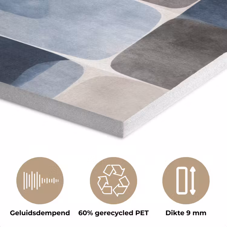 Patroon - Blauw - Vierkanten PET vilt klein -closeup_NL