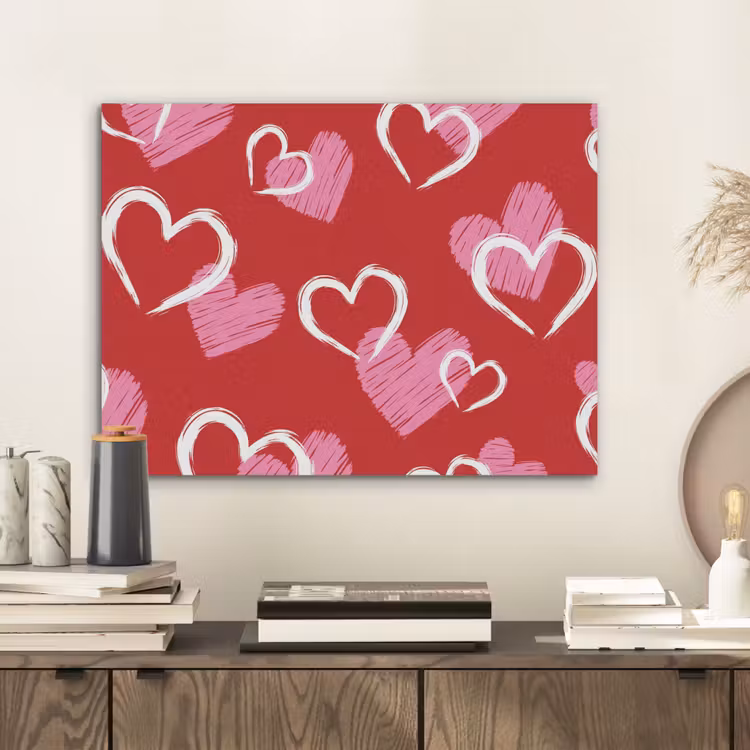 Patroon - Hartjes - Roze - Valentijn PET vilt klein -sfeer1