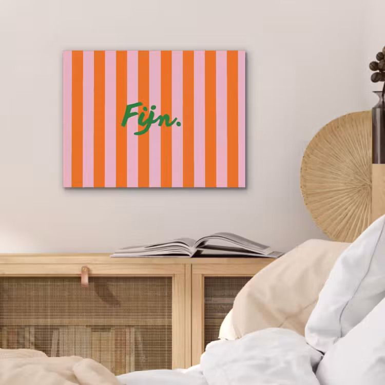 Patroon - Oranje - Fijn - Strepen PET vilt klein -sfeer3