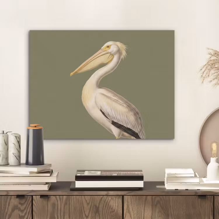 Pelikaan - Wit - Vogel - Klassiek - Natuur PET vilt klein -sfeer1
