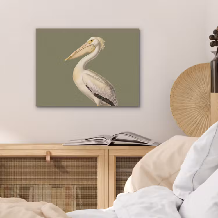 Pelikaan - Wit - Vogel - Klassiek - Natuur PET vilt klein -sfeer3