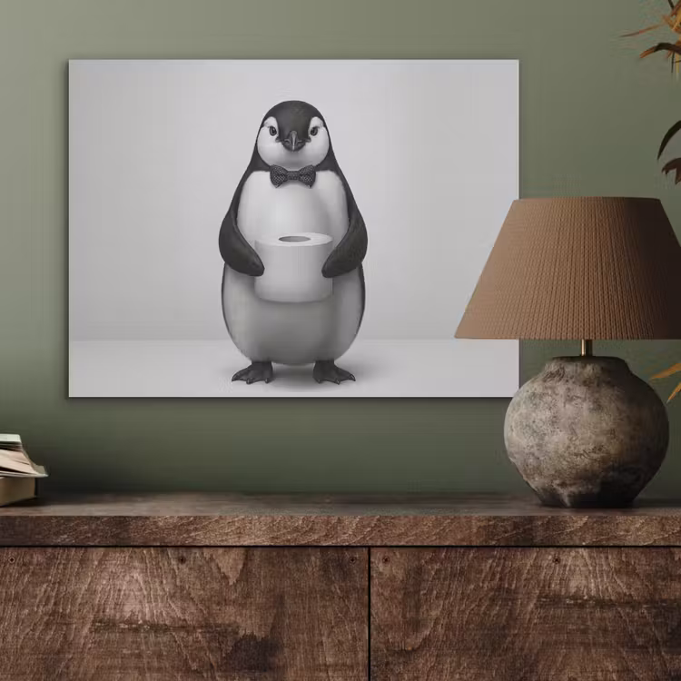 Pinguïn - WC rol - Wit PET vilt klein -sfeer2