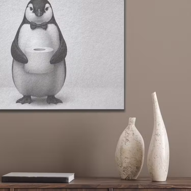 Pinguïn - WC rol - Wit PET vilt klein -sfeer6_closeup