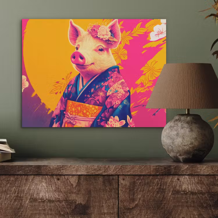 Varken - Bloemkroon - Kimono - Abstract PET vilt klein -sfeer2