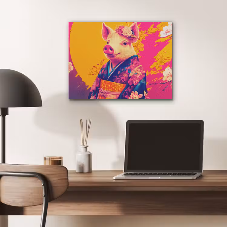 Varken - Bloemkroon - Kimono - Abstract PET vilt klein -sfeer5