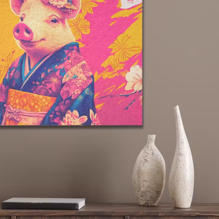 Varken - Bloemkroon - Kimono - Abstract PET vilt klein -sfeer6_closeup
