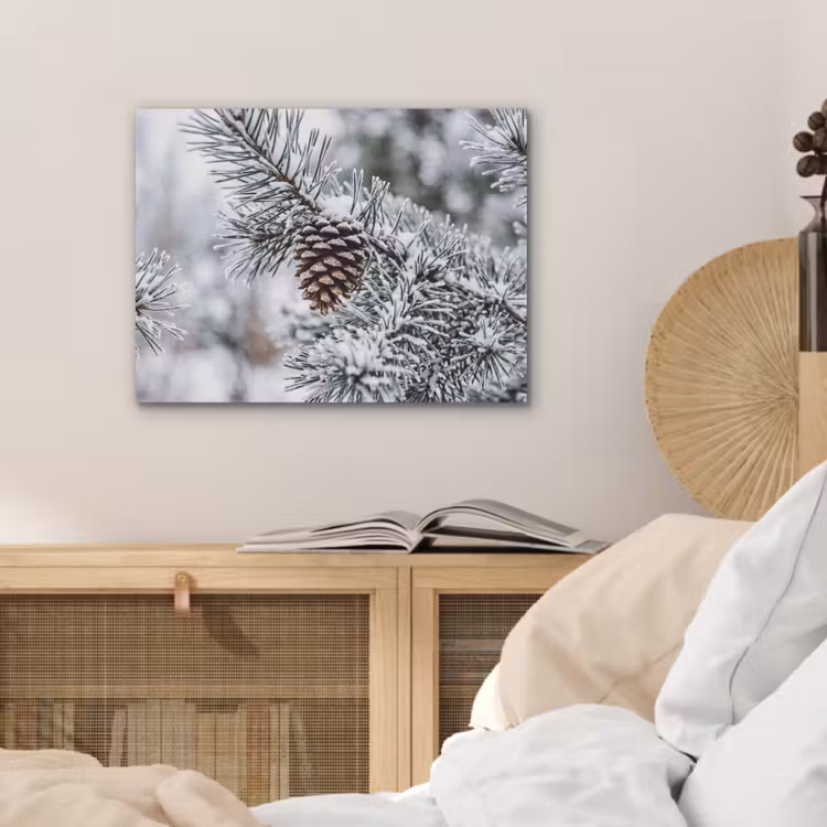 Dennenappel - Tak - Sneeuw - Winter - Sfeervol PET vilt klein -sfeer3