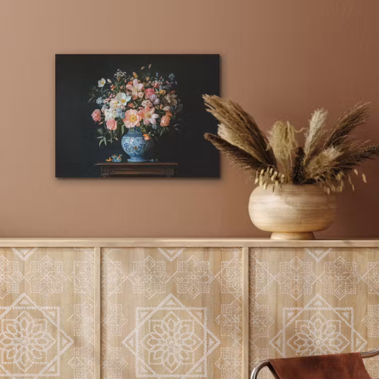 Roze - Bloemen - Vaas - Kleuren PET vilt klein -sfeer4
