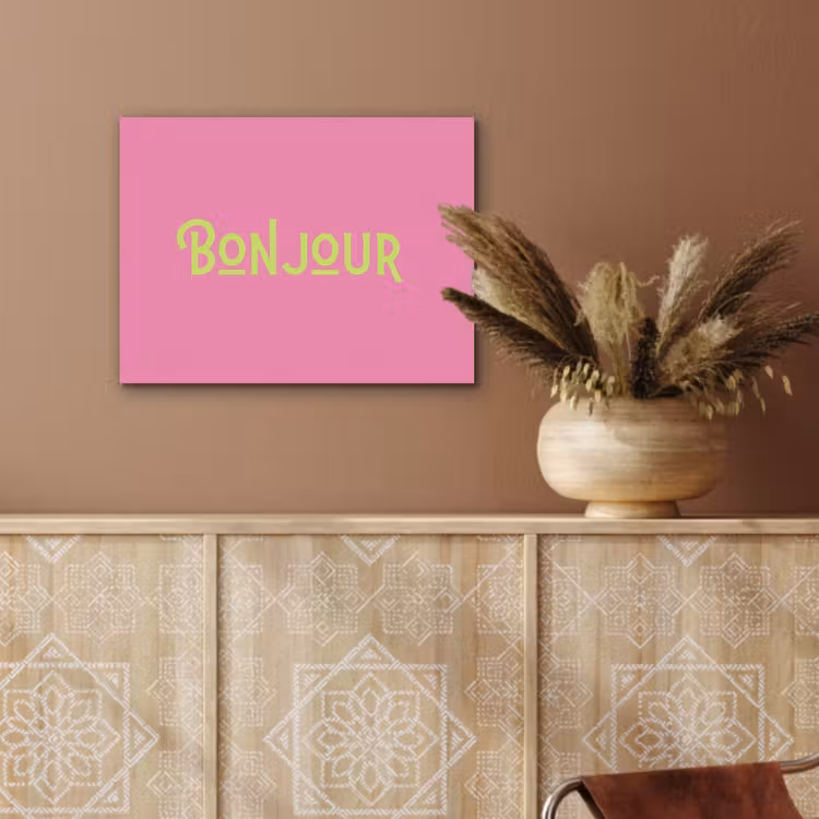 Roze - Groene Bonjour - art-deco PET vilt klein -sfeer4