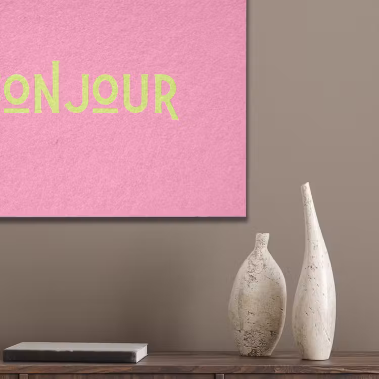 Roze - Groene Bonjour - art-deco PET vilt klein -sfeer6_closeup