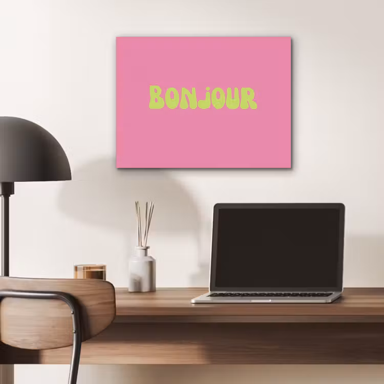Roze - Groene bonjour - Organisch PET vilt klein -sfeer5