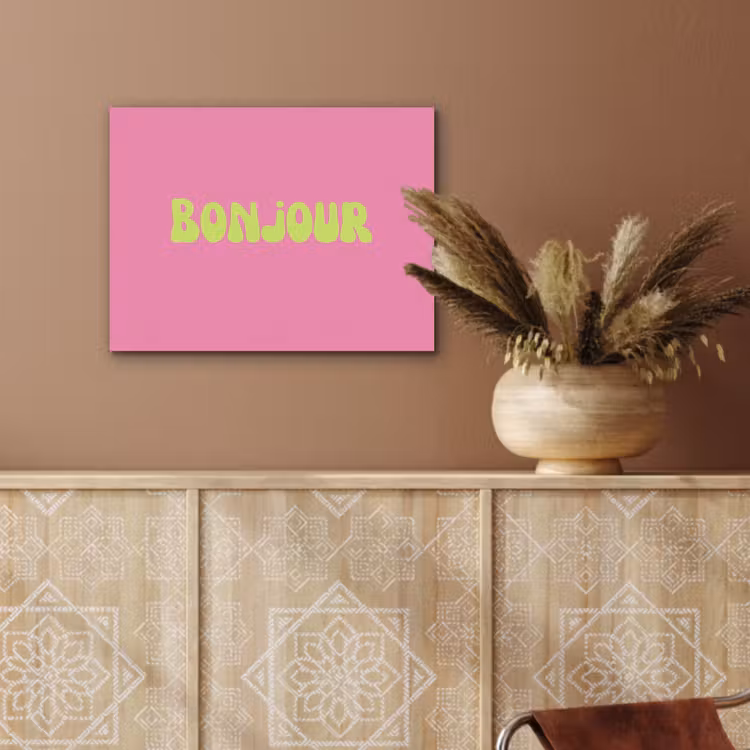 Roze - Groene bonjour - Organisch PET vilt klein -sfeer4