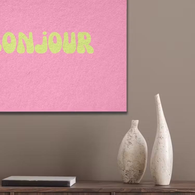 Roze - Groene bonjour - Organisch PET vilt klein -sfeer6_closeup