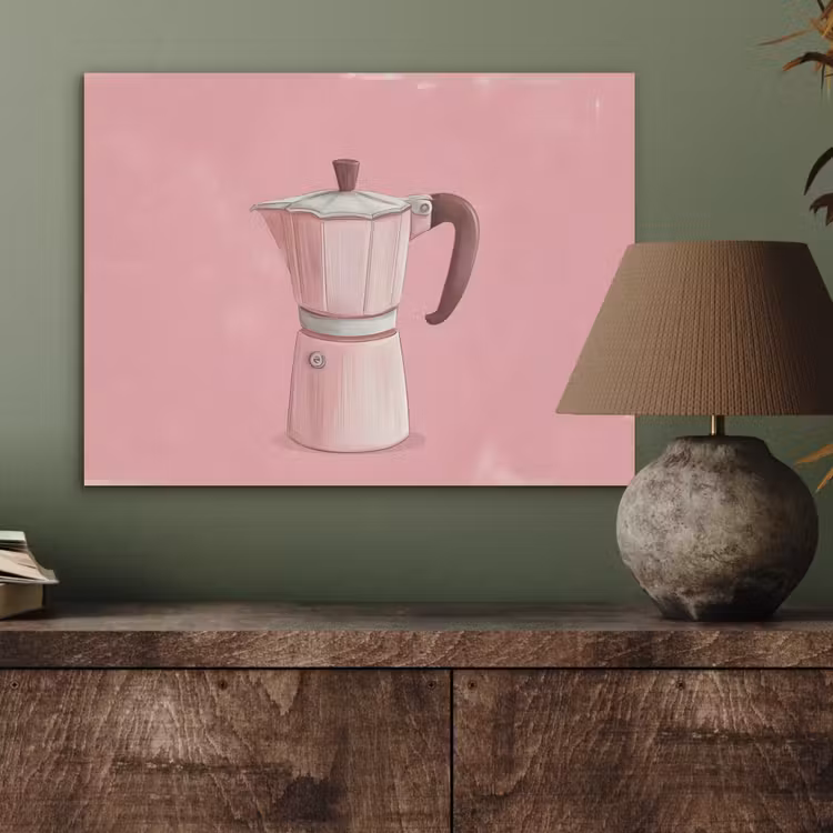 Roze - Mokkapot - Illustratie - Koffie PET vilt klein -sfeer2