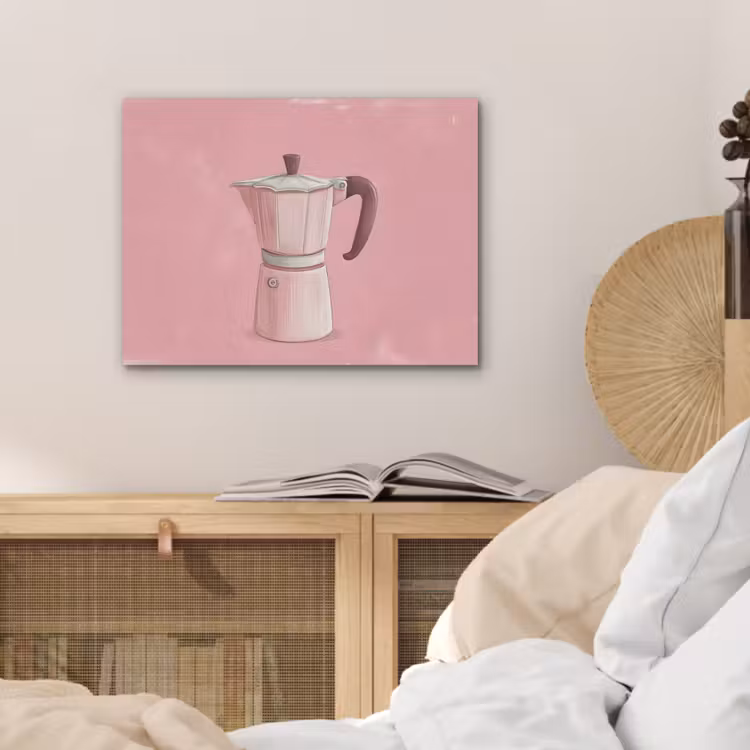 Roze - Mokkapot - Illustratie - Koffie PET vilt klein -sfeer3