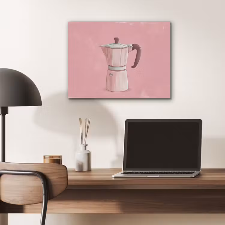 Roze - Mokkapot - Illustratie - Koffie PET vilt klein -sfeer5