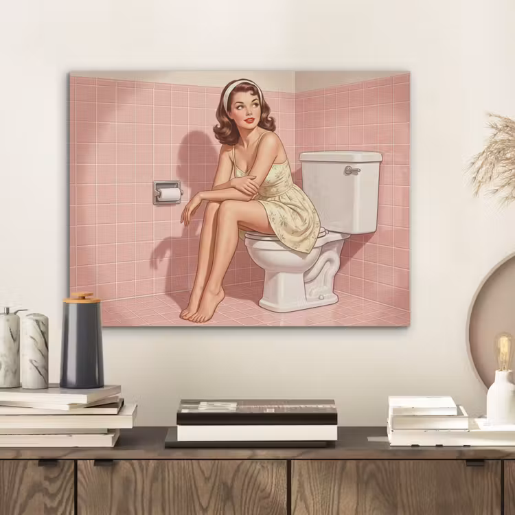 Roze - Retro - Vrouw PET vilt klein -sfeer1