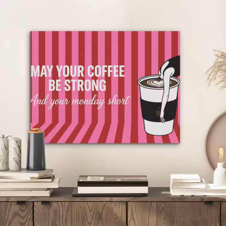 Roze - Strepen - Koffie - Maandag PET vilt klein -sfeer1