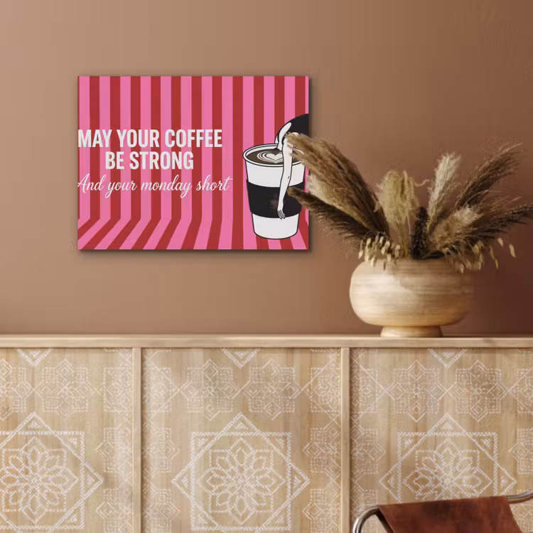 Roze - Strepen - Koffie - Maandag PET vilt klein -sfeer4