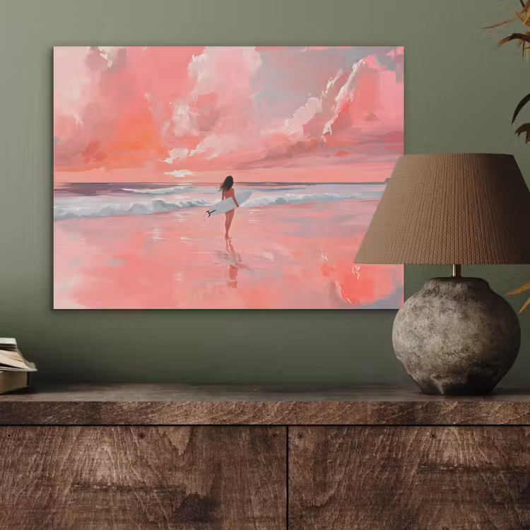 Roze - Surfen - Zee PET vilt klein -sfeer2