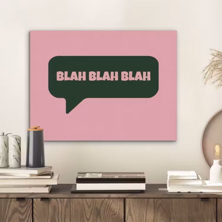 Roze - Tekstwolk - Groen - BLAH BLAH BLAH PET vilt klein -sfeer1