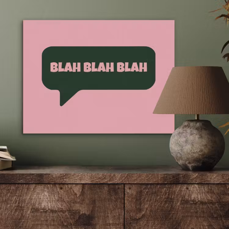Roze - Tekstwolk - Groen - BLAH BLAH BLAH PET vilt klein -sfeer2
