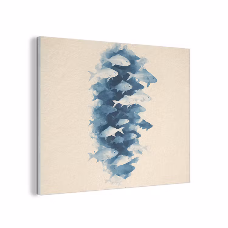 Vissen - Minimalistisch - Blauw PET vilt klein -3d