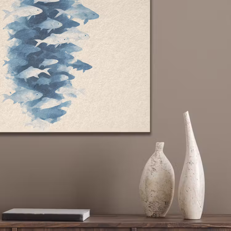 Vissen - Minimalistisch - Blauw PET vilt klein -sfeer6_closeup
