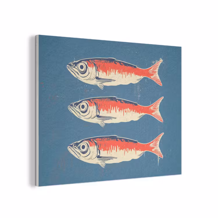 Vissen - Rood - Blauw PET vilt klein -3d