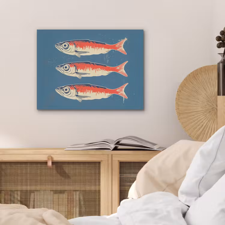Vissen - Rood - Blauw PET vilt klein -sfeer3