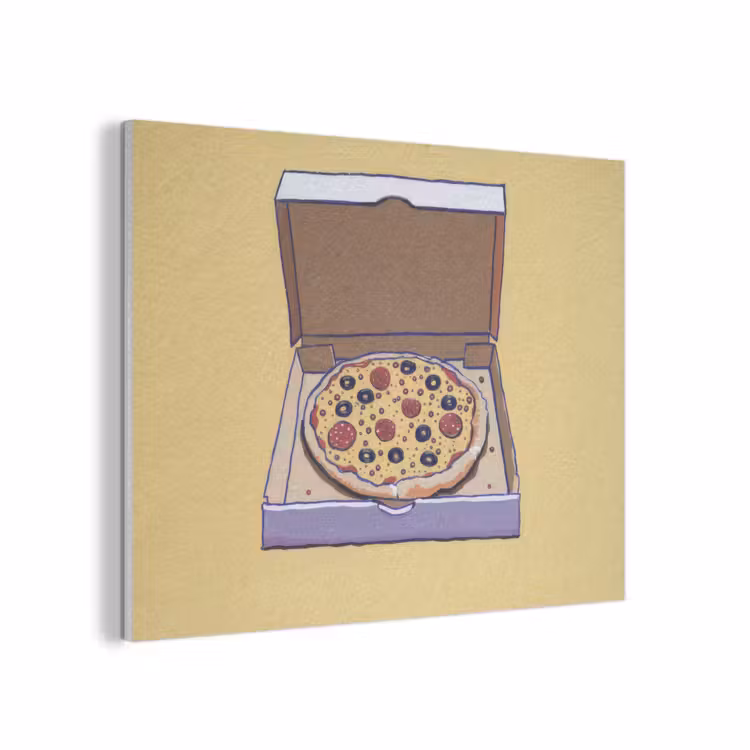 Pizza - Doos - Salami - Illustratie PET vilt klein -3d