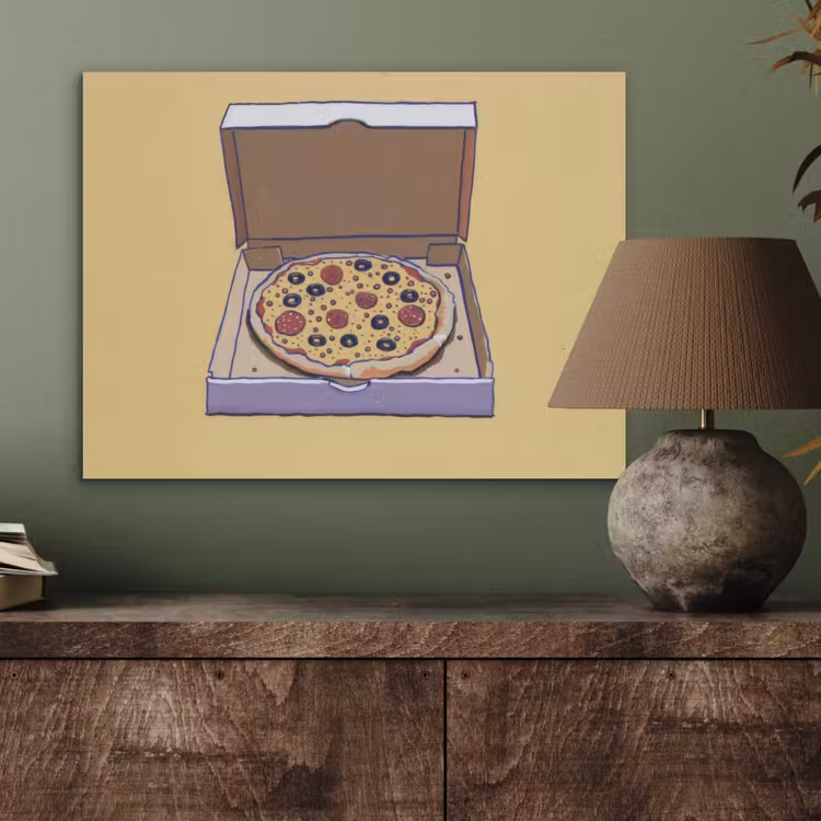 Pizza - Doos - Salami - Illustratie PET vilt klein -sfeer2