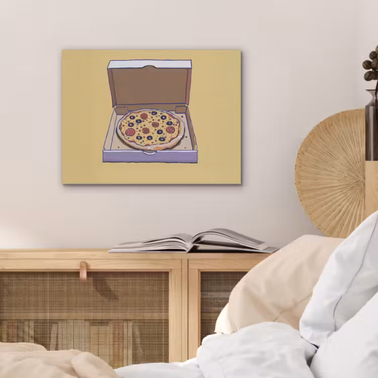 Pizza - Doos - Salami - Illustratie PET vilt klein -sfeer3