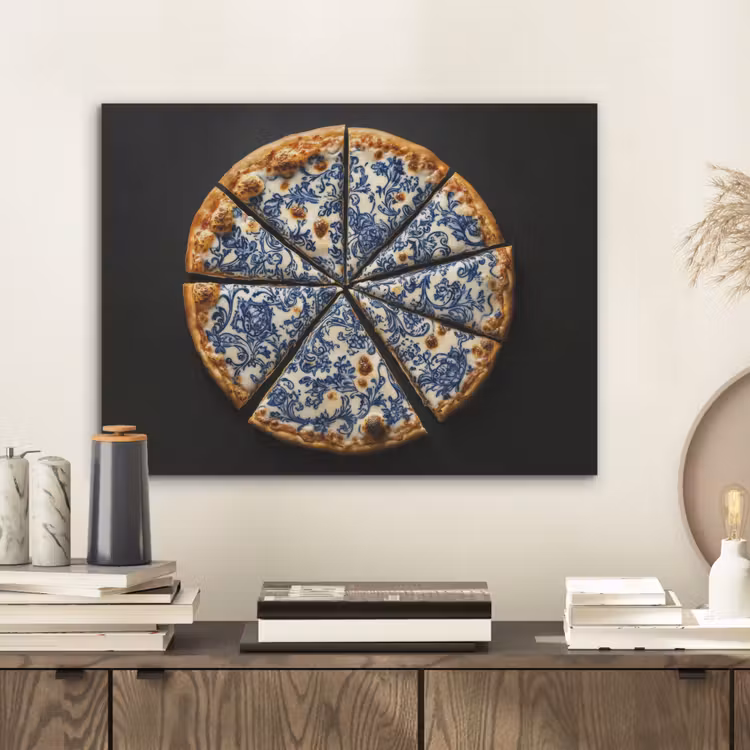 Pizza - Eten - Delftsblauw PET vilt klein -sfeer1