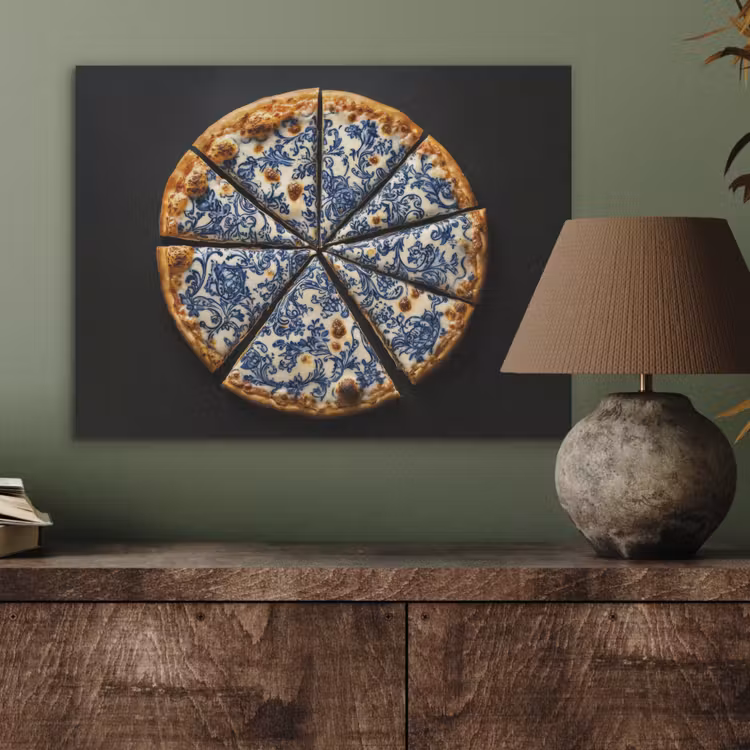 Pizza - Eten - Delftsblauw PET vilt klein -sfeer2