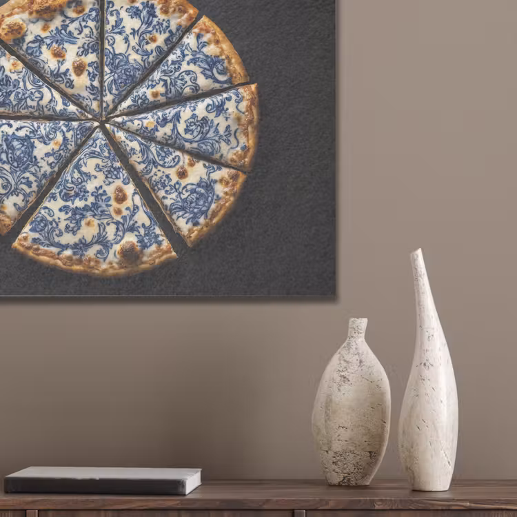 Pizza - Eten - Delftsblauw PET vilt klein -sfeer6_closeup